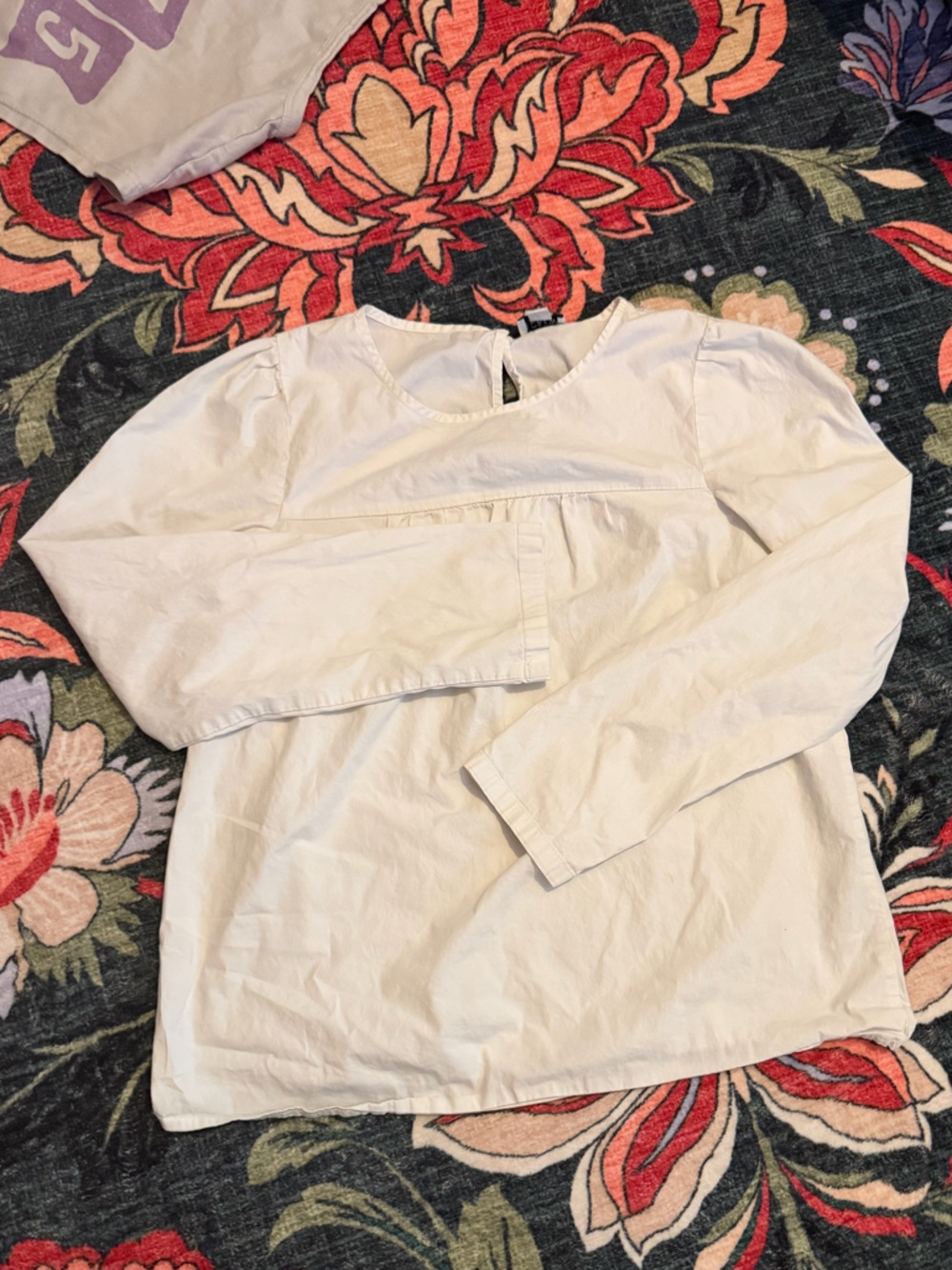 3/$25 🤍 J.Crew White Popover Long Sleeve Blouse XS - Picture 4 of 6